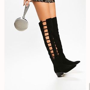 Free People Black Ladder Over The Knee Boot Size 9